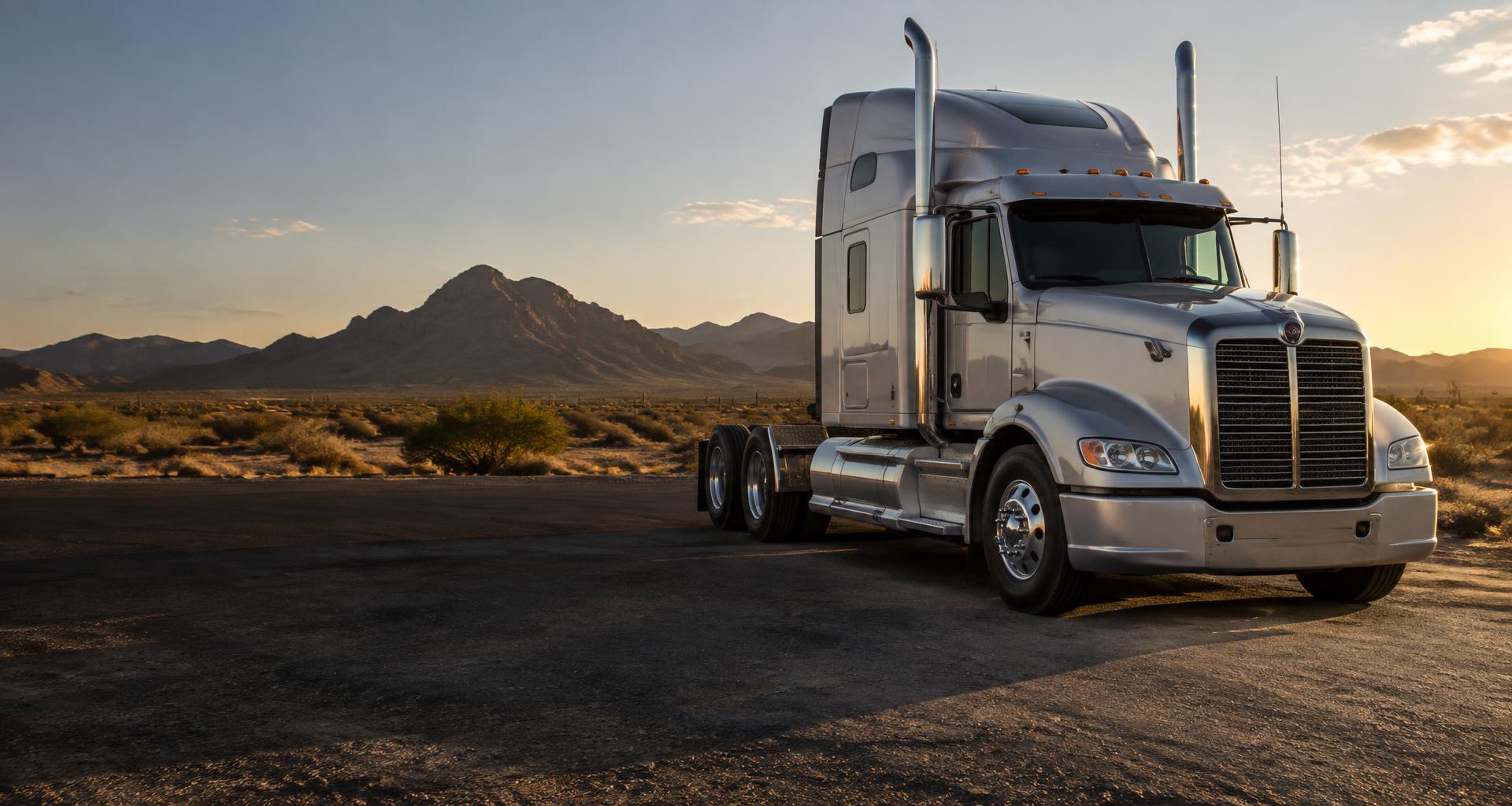 Heavy-duty semi truck on an Arizona desert roadside